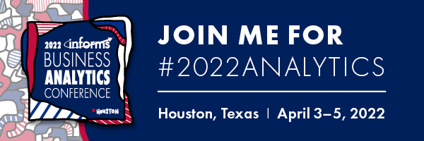 电子邮件签名图形：加入我为＃2022Analytics在休斯顿，TX，4月3日至5日，2022年